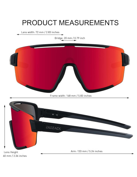 Gafas de Ciclismo EKOZACK Ec01 Rojo Espejado UV400