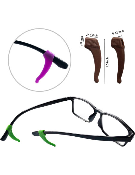 Benvo 12 Sujetadores de Gafas de Silicona Antideslizantes