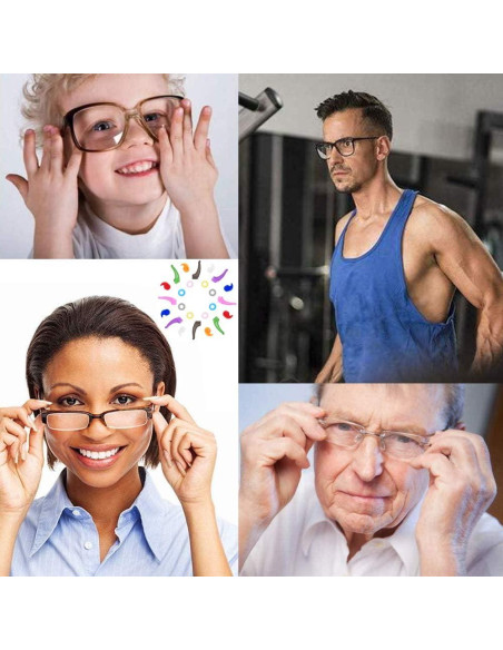 Benvo 12 Sujetadores de Gafas de Silicona Antideslizantes