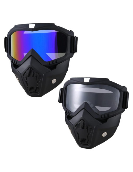 Gafas de Motocicleta Vintage con Máscara Removible - Colorido