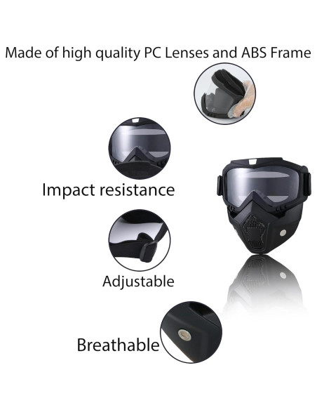 Gafas de Motocicleta Vintage con Máscara Removible - Colorido