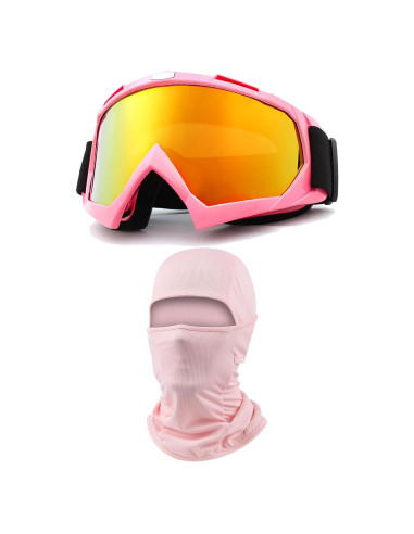 Gafas de Motocross Immoono con Balaclava Facial Rosa