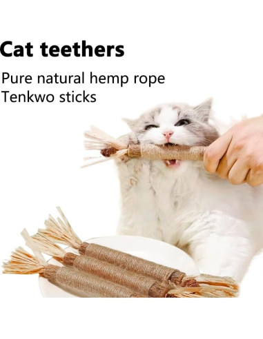 6 Palos de Silvervine Natural HZ-M para Gatos - Juguetes Dentales