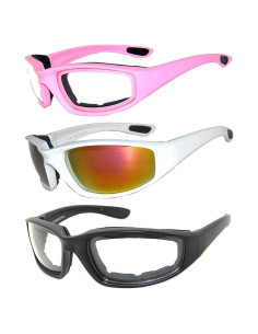 Paquete de 3 Gafas de Motocicleta Acolchadas UV400