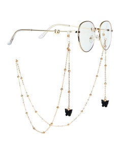 Cadena de Gafas Mariposa con Perlas Doradas 69.85 cm