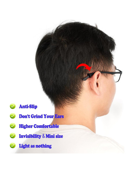 Ganchos para Gafas Antideslizantes Omnful 10 Pares Negros
