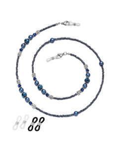 Cadena de Gafas para Mujeres Soporte con Perlas Azul