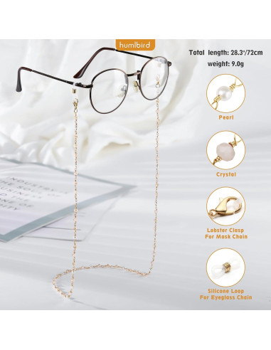Cadena de Gafas Humlbird para Mujeres 67 cm Cristal Natural