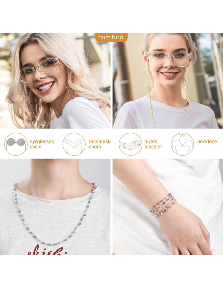 Cadena de Gafas Humlbird para Mujeres 67 cm Cristal Natural