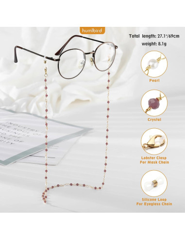 Cadena de Gafas Humlbird para Mujeres 67 cm Cristal Natural