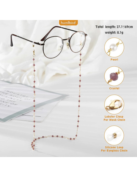Cadena de Gafas Humlbird para Mujeres 67 cm Cristal Natural