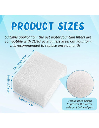 Filtros de Espuma Mudder 12 Pcs para Fuente de Agua Mascotas