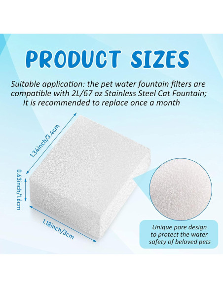 Filtros de Espuma Mudder 12 Pcs para Fuente de Agua Mascotas