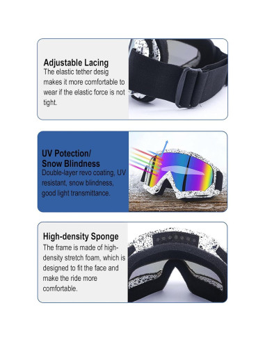 Gafas de Motocicleta Immoono con Máscara Facial y Lentes Coloridos