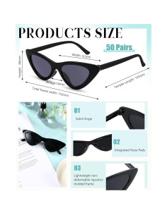 50 Pares de Gafas de Sol Retro Estilo Gato Tellegloww 2
