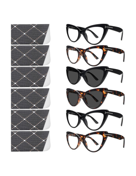 6 Gafas de Lectura Ojo de Gato Mujeres Bloqueo Luz Azul