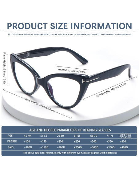 6 Gafas de Lectura Ojo de Gato Mujeres Bloqueo Luz Azul