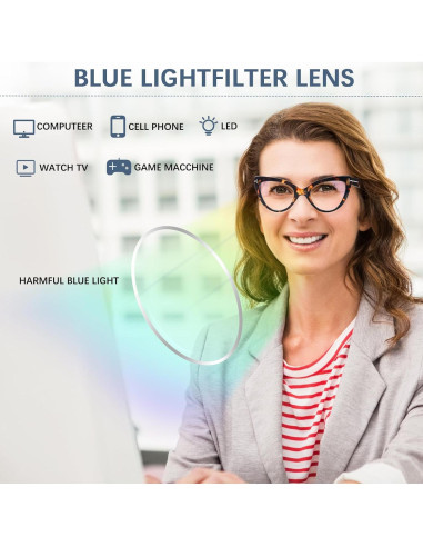 6 Gafas de Lectura Ojo de Gato Mujeres Bloqueo Luz Azul