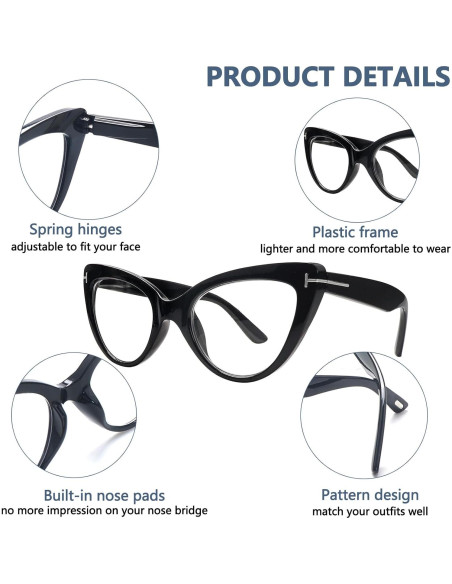 6 Gafas de Lectura Ojo de Gato Mujeres Bloqueo Luz Azul