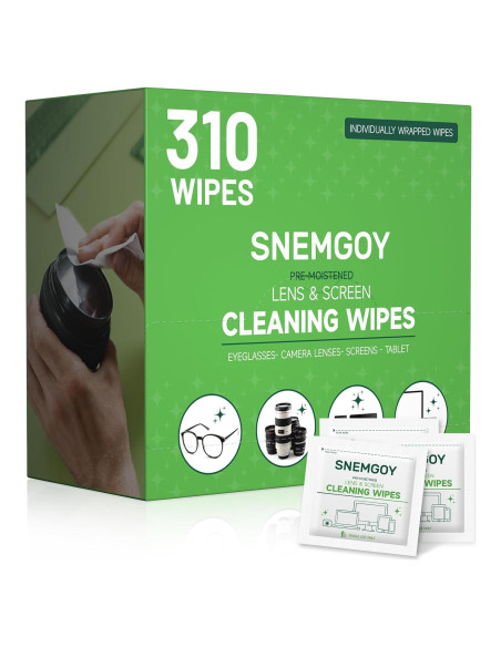 Toallitas de limpieza de lentes SNEMGOY 310 unidades prehumedecidas