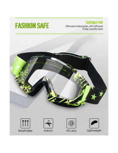 Gafas de Motocross y Esquí Anti-Vaho - Marca Sin Especificar - Negro Verde 2