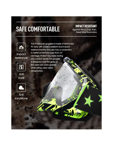 Gafas de Motocross y Esquí Anti-Vaho - Marca Sin Especificar - Negro Verde