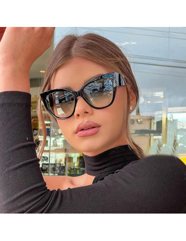 Gafas de sol estilo gato BRMHDY UV400 para mujeres - Negro