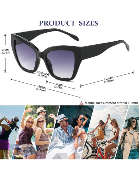 Gafas de sol estilo gato BRMHDY UV400 para mujeres - Negro