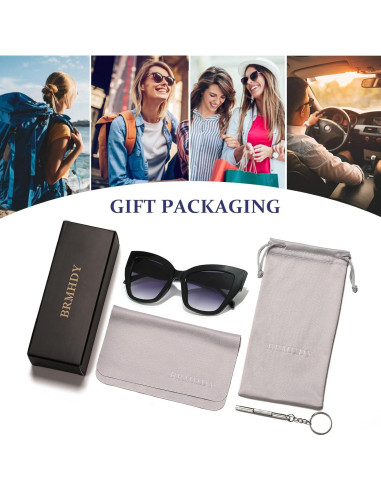Gafas de sol estilo gato BRMHDY UV400 para mujeres - Negro