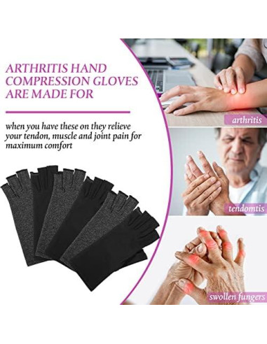 Guantes de compresión Crowye para artritis 8 pares unisex