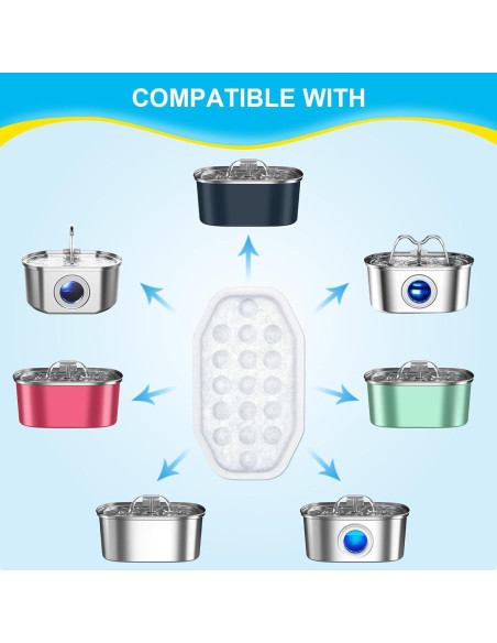 16 Filtros y Esponjas para Fuente de Agua Mascotas WEIKEY 3.2L