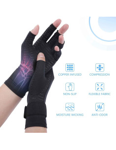 Guantes de Compresión Tikaton Infundidos con Cobre para Dolor de Mano 2