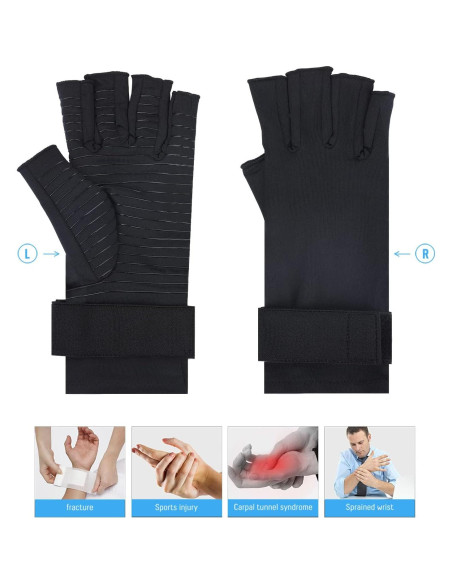 Guantes de Compresión Tikaton Infundidos con Cobre para Dolor de Mano