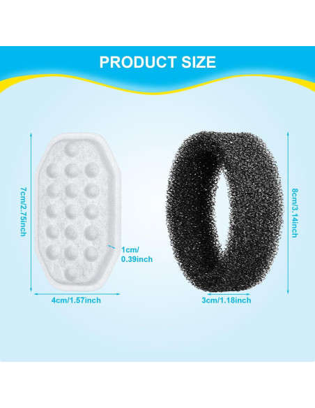 16 Filtros y Esponjas para Fuente de Agua Mascotas WEIKEY 3.2L