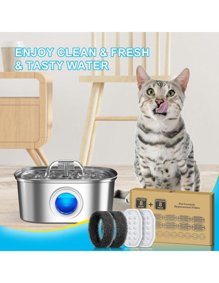 16 Filtros y Esponjas para Fuente de Agua Mascotas WEIKEY 3.2L