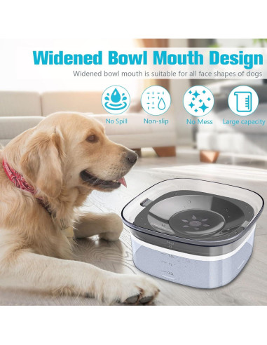 Tazón de Agua para Perros UPSKY 2L Antiderrame y Antideslizante
