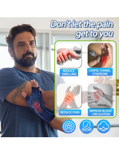 Guantes de Compresión DRNAIETY para Artritis Sin Dedos M Azul 2