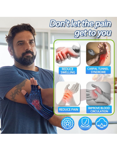 Guantes de Compresión DRNAIETY para Artritis Sin Dedos M Azul