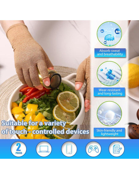 Guantes de Compresión DRNAIETY para Artritis Sin Dedos M Marrón