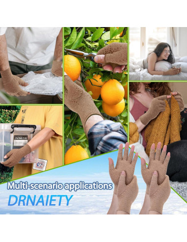 Guantes de Compresión DRNAIETY para Artritis Sin Dedos M Marrón