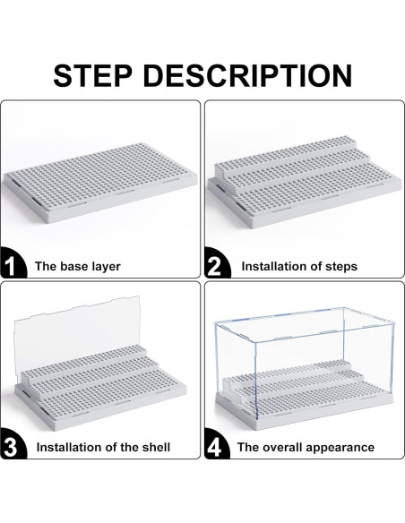 Caja de Exhibición Mlikero 2 Pack para Minifiguras Gris