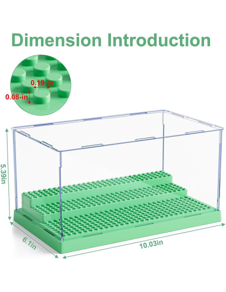 Caja de Exhibición Mlikero para Minifiguras Verde 25,4x15,5cm
