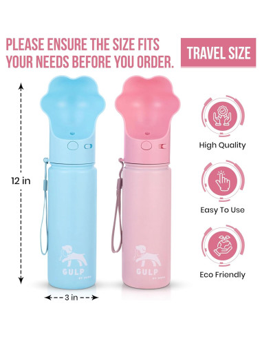 Botella de Agua Aislada Duna para Perros 532 ml Rosa