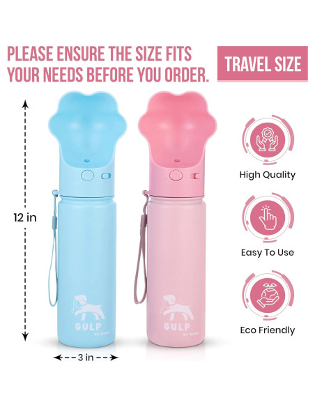 Botella de Agua Aislada Duna para Perros 532 ml Rosa