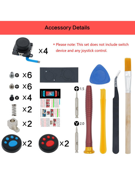 Kit Reparación Joystick Joycon SmaFsan 4 Piezas para Nintendo Switch