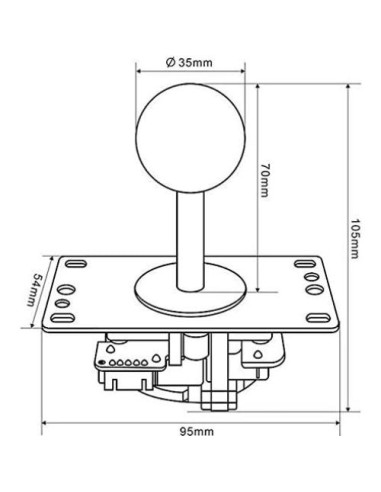 Joystick Sanwa JLF-TP-8YT Azul 4/8 Vías Ajustable para Arcade