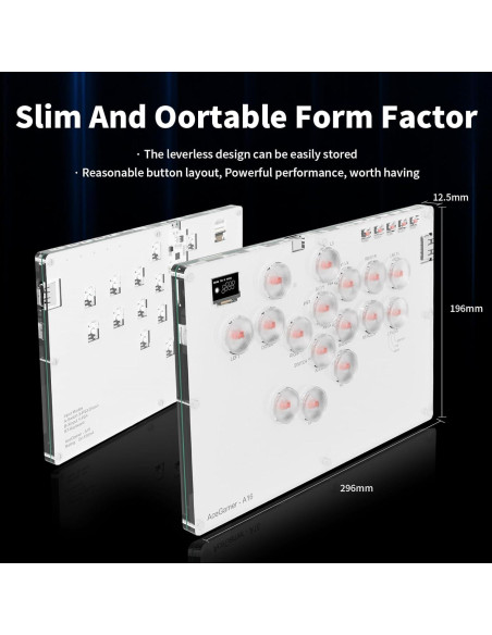 Arcade Stick AceGamer T16 Blanco 16 Teclas RGB Turbo