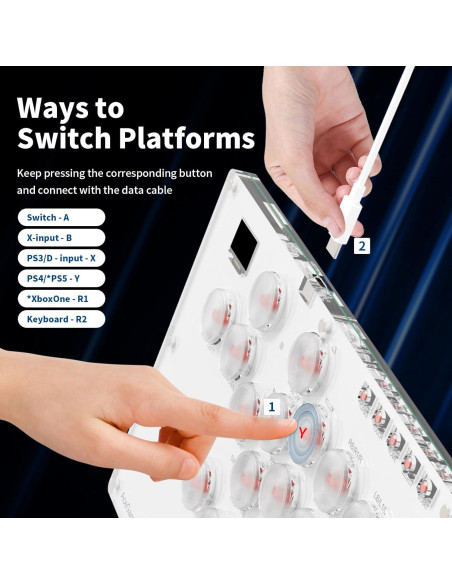 Arcade Stick AceGamer T16 Blanco 16 Teclas RGB Turbo