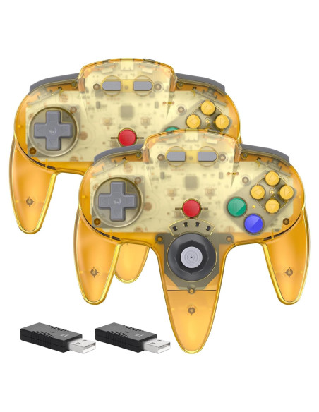 Controladores Inalámbricos N64 SAFFUN Amarillo Claro - 2 Pcs