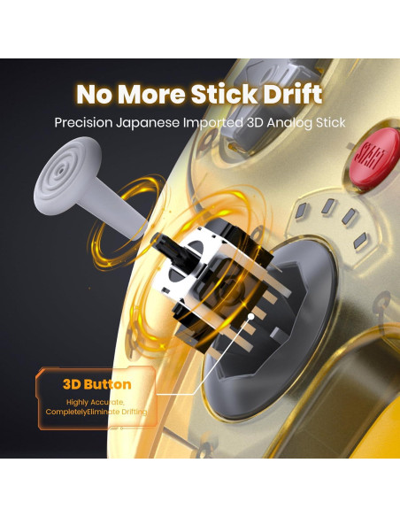 Controladores Inalámbricos N64 SAFFUN Amarillo Claro - 2 Pcs